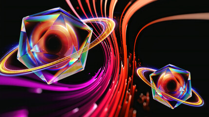Wall Mural - physical graphic concept of atomic structure. light ring. colorful electron particle. .speed of ligh
