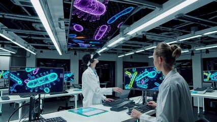 Leinwandbilder - Exploring virtual reality in a high-tech lab focused on microbiology and digital learning