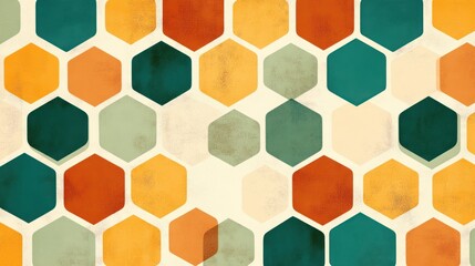 Poster - Abstract Honeycomb Geometric Pattern in Autumnal Hues