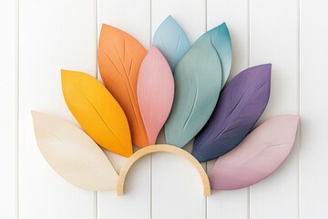 Poster - A minimalist rainbow arching over a clean white canvas, with vivid yet simple primary colors