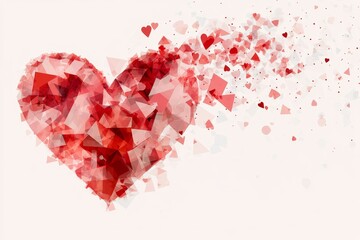 Aufkleber - A simple geometric heart design made from interlocking shapes in vibrant reds and pinks, with a clean neutral backdrop