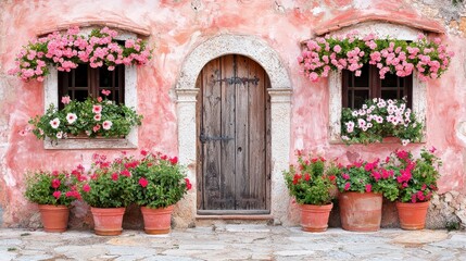  Charming flower-adorned cottage garden view