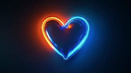 Wall Mural - Fiery and Icy Heart A Neon Love Symbol