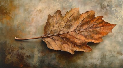 Wall Mural - A Single Leaf, a Study in Texture and Color