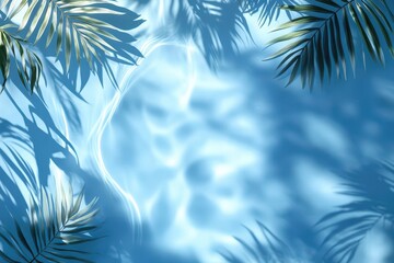 Wall Mural - tropical pool water, palm shadows, summer background, relaxing vibe, ad design