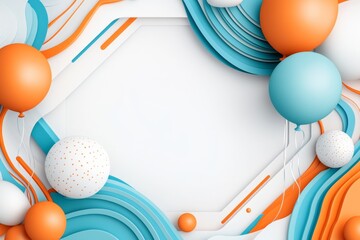 Aufkleber - A clean geometric design of a balloon floating upwards, with soft pastel colors and simple shapes