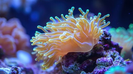 Sticker - Close-up of a Yellow and Green Sea Anemone