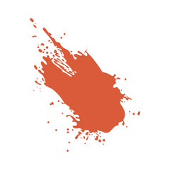 Poster - Grunge red blood splatter in flat design. Bleeding wet spot with splashing. Vector illustration isolated.