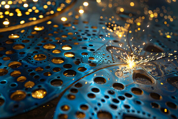 Poster - Industrial precision laser cutting on metallic surface