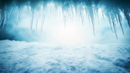 Wall Mural - icicles dangling from snow-covered rooftop, casting ethereal shadows against soft winter light, capt