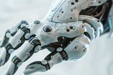Poster - High-detail close-up of a futuristic robotic arm with intricate design