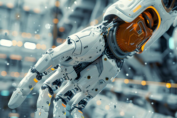 Aufkleber - Futuristic robotic arm close-up in action