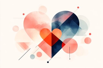 Aufkleber - A simple geometric heart design made from interlocking shapes in vibrant reds and pinks, with a clean neutral backdrop