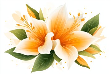 Poster - A simple, elegant depiction of a zucchini flower and leaf, drawn in a minimalist style with subtle yellow and green tones