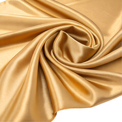 Golden satin fabric isolated on transparent or white background png for design projects