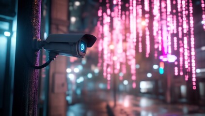 city street surveillance camera, digital rain backdrop
