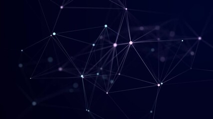 Wall Mural - big data visualization. network connection structure with chaotic distribution of points and lines. 
