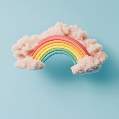 Poster - Contemporary Whimsical Wall Art Cloud and Rainbow Sculpture for Sustainable Home Decor - Enhancing Spaces with Nature-Inspired Visuals, Promoting Unity and Environmental Connection