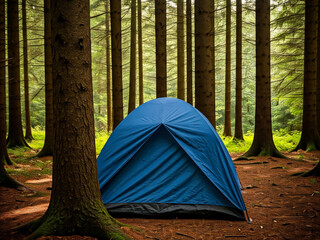 camping in the forest
