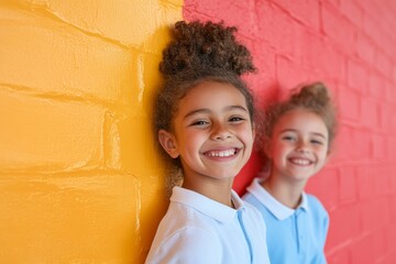 Poster - Vibrant Cultural Unity Mural Youthful Creative Collaboration on Textured Brick Wall - Educational Diversity Campaign and Social Engagement Content