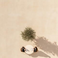Poster - Minimalist Office Aesthetic Executive Strategy Meeting in Neutral Tones - Cross-Departmental Collaboration for Business Innovation and Task Delegation