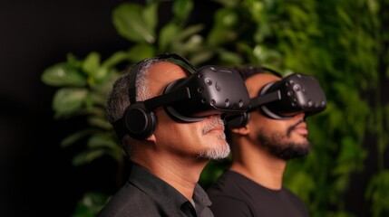Aufkleber - Immersive Virtual Reality Dynamics Millennial Entrepreneurs Explore VR Tech in Futuristic Coworking Spaces - Empowering Business Innovation and Diverse Collaborative Growth