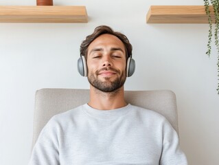 Poster - Minimalist Modern Workspace Sleek Desk Setup with Headphones - Productive Remote Work Environment for Young Professionals in Tech and Digital Marketing