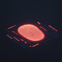 Poster - Neon Digital Fingerprint Encrypted Cyber ID with Binary Overlay - Innovative Security Content and Cyber Safety Solutions for Tech-Driven Authentication