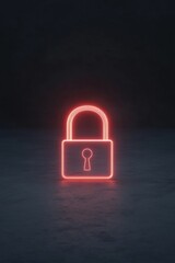 Aufkleber - Neon Digital Lock Encrypted Data Flow in Dark Aesthetic - Cybersecurity Visualization for Online Privacy and Secure Communication Platforms