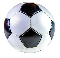 Soccer ball placed on a solid black background for sports and athletic themed design isolated on transparent background.