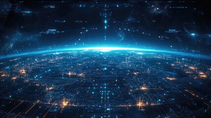 A digital illustration of a global network,
