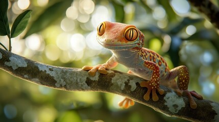 Wall Mural - Curious Gecko on a Tree Branch