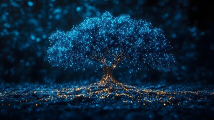 Wall Mural - glowing data tree surreal visualization of trends and statistics