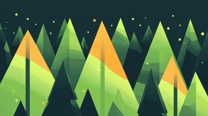 Night forest, abstract trees, glowing, dark sky, nature background, website banner