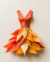 Canvas Print - Abstract Illustration of a Dress Made of Autumn Leaves