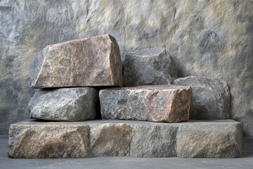 Wall Mural - Stone display, rough texture, wall background, product presentation