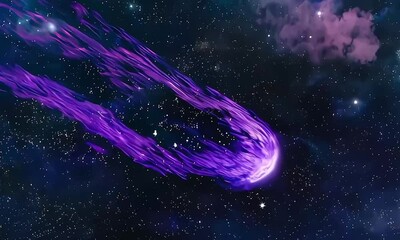Wall Mural - Stunning comet in space cosmic object with tail of light celestial phenomenon galaxy background