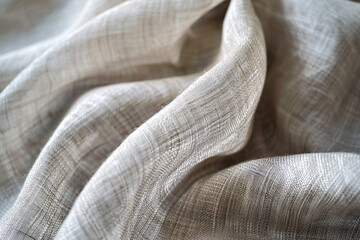 Poster - Detailed image showing the weave and natural texture of grey linen fabric