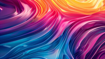 Aufkleber - Colorful digital art depicting wavy ripple pattern in a gradient of bright hues