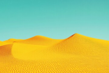 Wall Mural - Vibrant Desert Planet: A Journey Through a Yellow and Orange Sky in a Graphic Art Space