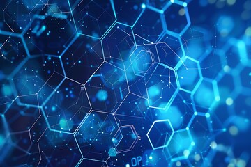 Aufkleber - Abstract blue technology hexagonal background