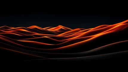 Abstract flowing curves in vibrant orange and black colors