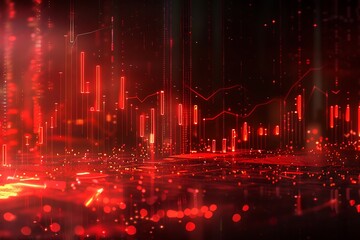 Poster - Futuristic technology background with glowing lines and bokeh