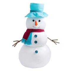 Wall Mural - snowman  with blue  hat and scarf isolated on white background.PNG