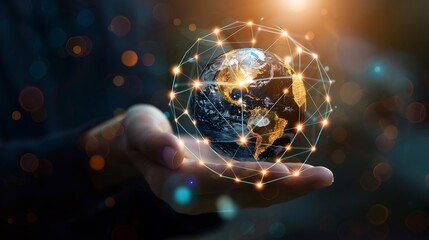 Fototapete - Global network connection and internet of things (IoT) concept.
