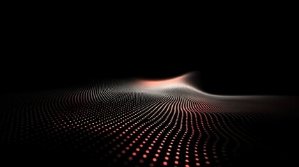 Wall Mural - abstract digital wave glowing red, dark background, technology concept
