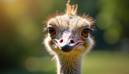 close-up portrait of ostrich with focus on eyes and beak