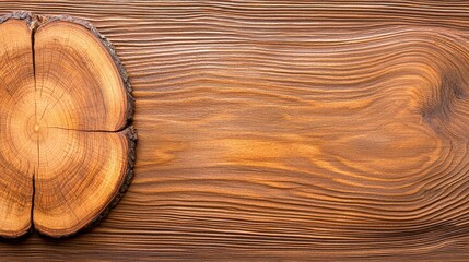 Wall Mural - Close-up of a wooden piece with a prominent knot showcasing natural grain and texture