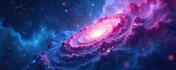 Wall Mural - Swirling blue pink nebula, cosmic abstract blur, bokeh effect , cosmos, soft, design