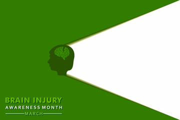 Wall Mural - Vector illustration for Brain Injury Awareness Month which is held in the month of March every year, it spreads awareness of different types of Brain Injuries.